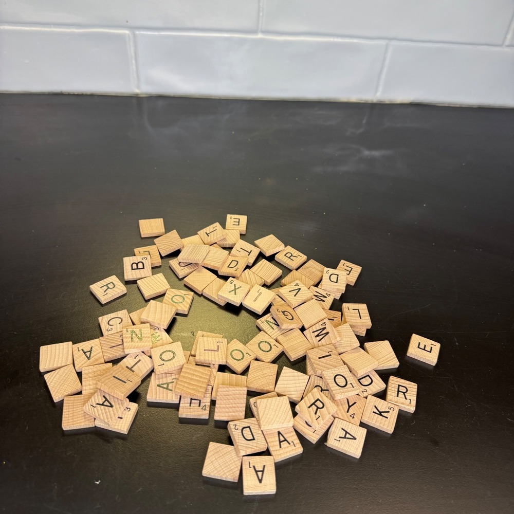 Scrabble Replacement Letter Tiles Kids Adults One Size Tan Wood Crafting 91 pc